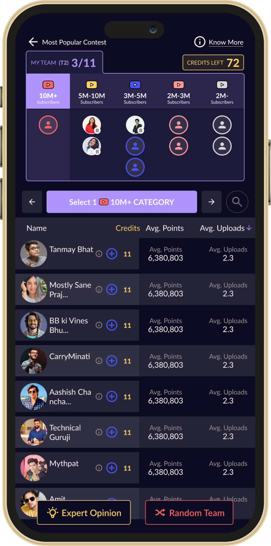 Floc creator-selection deck artifact in a device frame